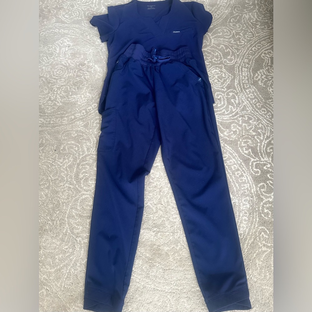 Jaanuu Navy Drawstring Jogger Scrub Pants